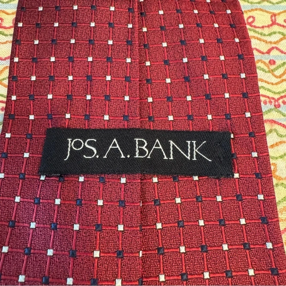 Traveler Collection Dots and Squares Tie Classic Burgundy Polka Dot 100% silk